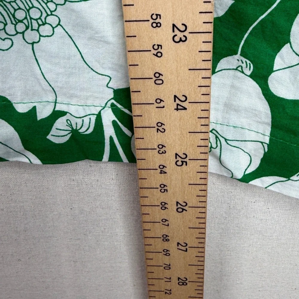 J. Crew‎ One Shoulder Smocked Kelly Floral Print Blouse size Small Green/White